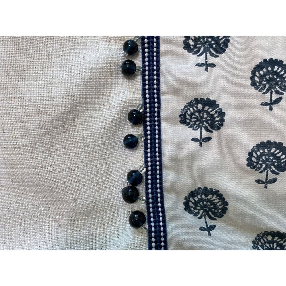 Eastern Accents Pillow Sham White Blue Glass Beads Floral Very Soft Linen Blend? - Picture 7 of 9